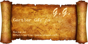 Gertler Géza névjegykártya